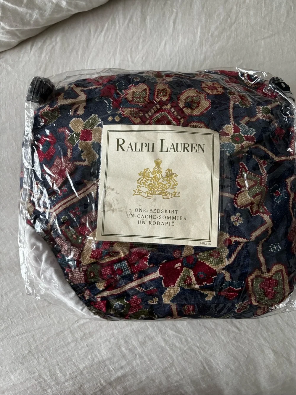 Ralph Lauren Vintage Orienta Navy King Bedskirt